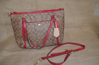 (#69) Vintage Coach Brown Red Trim Handbag - Gently Used