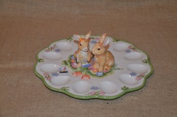 (#103) Ceramic Deviled Egg Easter Tray 10'
