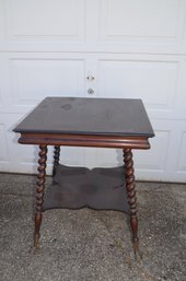 (#186) Vintage Side End Accent Table Glass / Brass Footed Spiral Legs 24x30 ( See Condition )