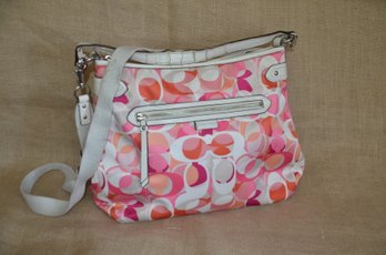 (#71) Vintage Coach Pink / White Handbag - Gently Used - See Condition Notes