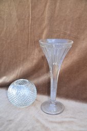 (#175) Glass Stem Vase 12' H And Round 5'