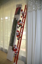 (#161) Holiday Christmas Elfs And Santa On Ladder