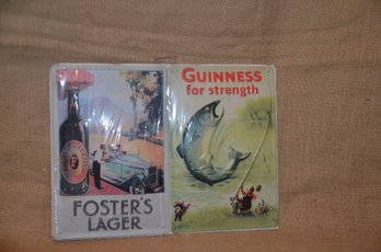 (#108) Metal Bar Beer Signs Guinnes ~ Fosters Lager