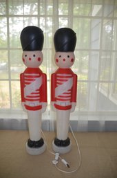 (#165) Vintage 30' Blow Mold Christmas Light Up Toy Soldier Yard Decor