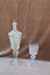 (#177) Glass Covered Candy Dish 16' ~ Votive / Candle Stick Candle Pedestal Holder 8'