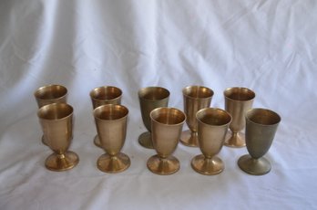 (#27) Vintage Brass Wine Cups Set Of 10