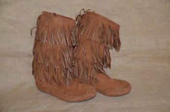 (#75) Vintage Suede Fringe Boots Size 7.5