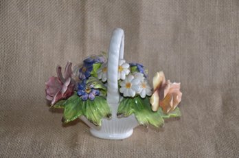 (#124) Vintage Sorrento By Arnart 33/288 Ceramic Floral Basket Blossom ( No Chips )