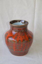 44) Ceramic Vase Brown / Orange 7.5'H