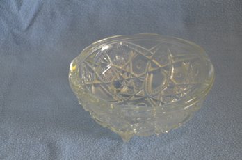 (#70) Vintage Etched Crystal 3 Footed Bowl 7.5' Dia. By 3.5'H