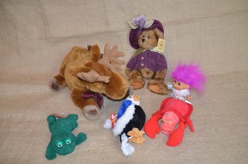(#151) Stuffed Animals, Bearington Bear, Russ Troll Doll, Ty Beanie Baby