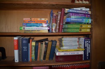 (#176B) Assorted Lot Of Books (2 Shelves) : Text Books On Nursing, Dictionary, Stephen King