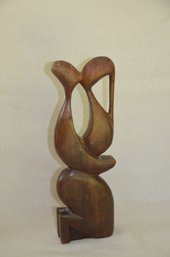 24) Abstract Carved Solid Wood Scuplpture Couple Kissing 12'H
