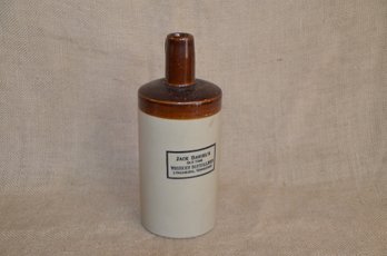 132) Vintage Jack Daniel's Whiskey Distillery Lynchbury, Tenn. Stoneware Jug Bottle 9'H