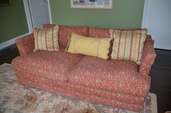 Upholstered Love Seat Sofa With Decorative Pillows