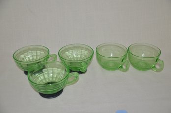 103) Depression Green Glass 5 Cups