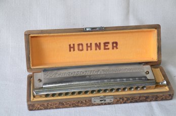 49) Vintage German Hohner 64' Chromonica Harmonica 4 Chromatic Octaves In Original Case
