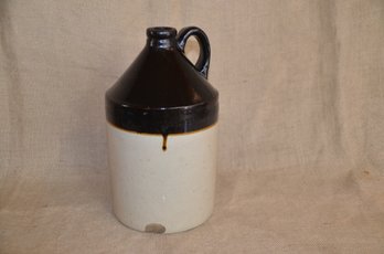 133) Vintage Stoneware Two Stone Earthenware Whiskeyn Beer Jug Jar Loop Handle 7'H