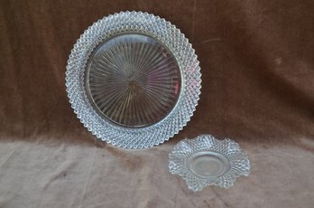 (#189) Anchor Hocking MISS AMERICA Serving Platter 10' ~ Trinket 5' Glass Candy Dish