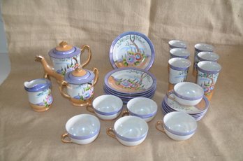 (#80) Vintage Porcelain Lusterware Japan Tea Set, Mugs, Tea Pot , Sugar Bowl And Creamer