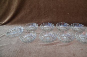 (#191) Glass ( 8 ) Dessert Bowl 5' ~ Glass Relish Divider Dish