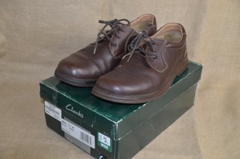 (#166) Mens Clark Shoes Size 11.5 Tan Leather Gently Used