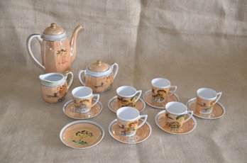 (#81) Vintage Lusterware Japan Demitasse Tea Set ( Cups, Saucers, Cover Sugar Bowl, Creamer, Tea Pot)