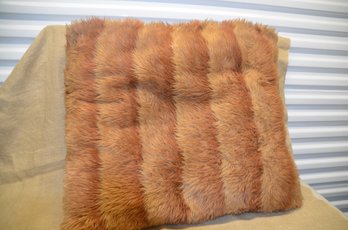 200) Faux Fur Brown Pillow 30x28 Button
