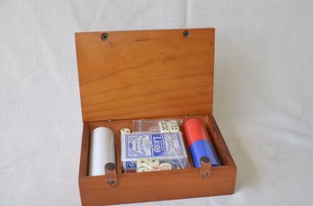 52) Poker Chips, Cards, Dice In Book Storage Case