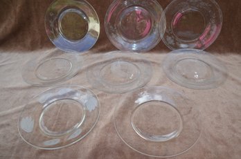 (#195) Vintage 8 Assorted Etched Glass 8' Dessert Luncheon Plates