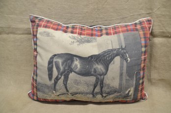202) Plaid Horse Decorative Pillow 17x24