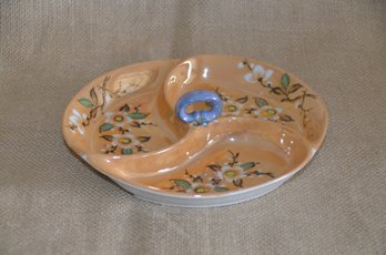 (#82) Vintage Hand Painted Japan Lusterware Divider Dish 7.5' Dia