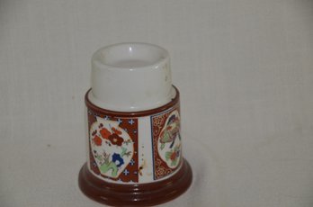 112) Asian Japan Ceramic Candle Holder 4.5'H