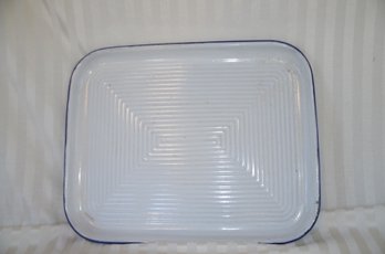 (#117) Vintage White Enamel Serving Tray 21x17