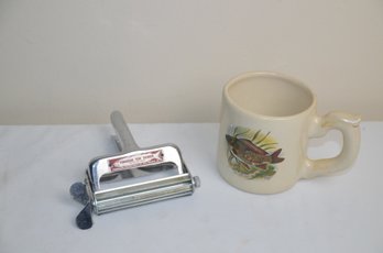 (#115) Vintage Fish Skinner And Porcelain Fish Decor Mug