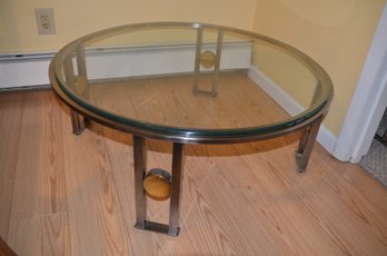 Chrome And Glass Coffee Cocktail Table 38' Round