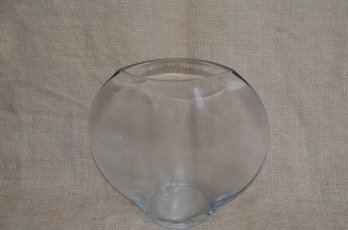 (#110) Clear Oval Glass Vase 8.5x8