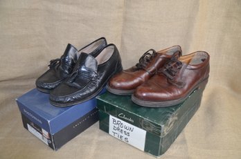 (#173) Used Mens Boston Black Shoes Size 11.5 ~ Clarks Brown Leather Size 11