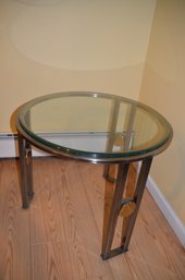 Chrome And Glass End Table 27' Round