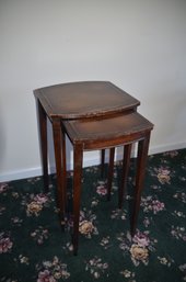 Vintage Conventry Manor Line Dean C Woodard Furniture Co. Wood Nesting Tables - Leg Re-glued