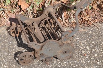 (#66) Vintage Push Lawn Mower Metal And Wooden Handle