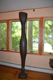33) Large 7ft  Floor Standing Africian Wood Sculpture