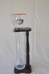 63) Vintage Singapore Half A Yard Beer Glass On Wood Stand