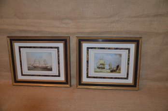 (#131) Vintage Wood Framed Ship Pictures 12x10