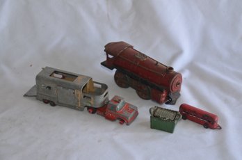 (#48) Vintage Metal Toy Trains ~ Horse Trail ~ Toy Basket ~ Match Box Kings No. K-8 England