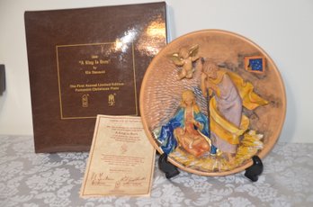 (#177) Fontanini Christmas Plate A KING IS BORN 1988 By Elio Simonetti Bradex 84-R53-12.1 With Box And Cert.
