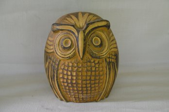 37) Ceramic Pottery Carved Owl Hollow 10.5'H