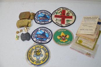 (#408) Vintage Boy Scout Patches, Pins, Belt Buckles