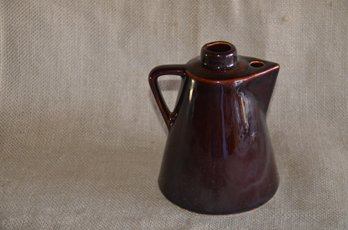 (#141) Vintage Brown Ceramic Glaze Jug / Liquor Bottle Leroux USA 6'H Without Cap