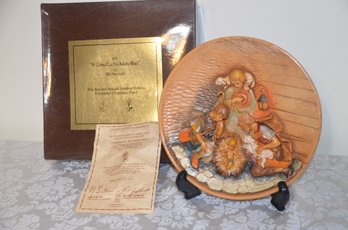 (#179) Fontanini Christmas Plate O COME LET US ADORE HIM 1987 By Elio Simonetti Bradex 84-R53-12.2 Box Cert.